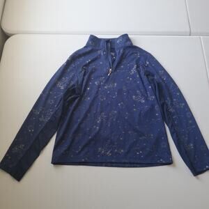 Belle & Bow Equestrian Shirt Girls 8 Blue 1/4 Zip Riding Constellation